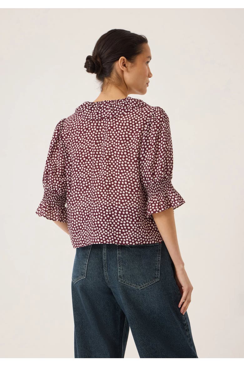 Mirae Ruffle Short Sleeve Blouse, Alternate, color, Allover Dot Blue