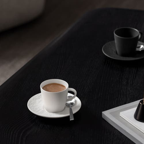 Villeroy & Boch Manufacture Rock Black Espresso Cup Saucer In White
