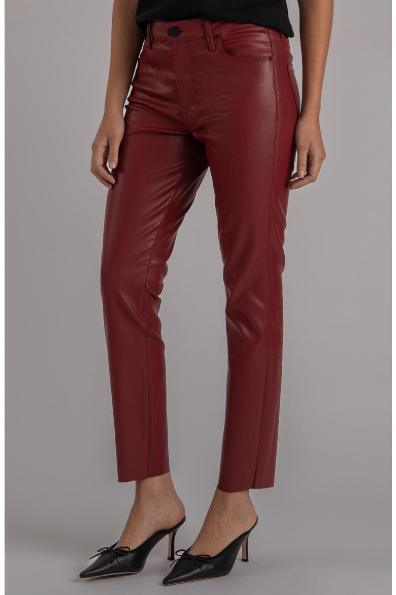 Charlize Coated Raw Hem Ankle Cigarette Jeans, Alternate, color, RED