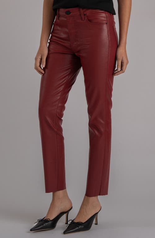 Kut From The Kloth Charlize Coated Raw Hem Ankle Cigarette Jeans In Red