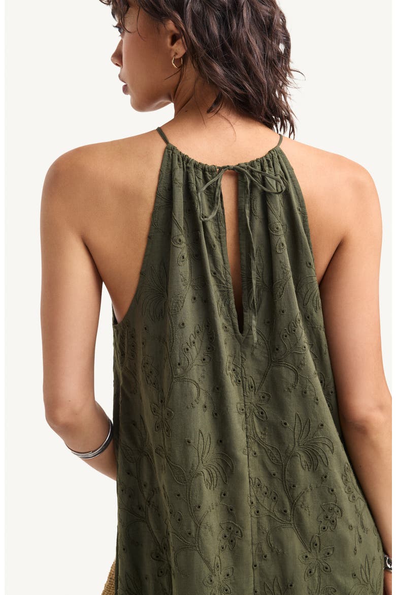 Alora Embroidered Organic Cotton Cover-Up Maxi Dress, Alternate, color, OLIVE