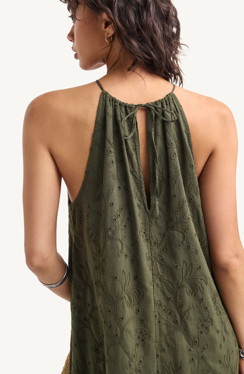 Vitamin A<sup>®</sup> Alora Embroidered Organic Cotton Cover-Up Maxi Dress, Alternate, color, Olive