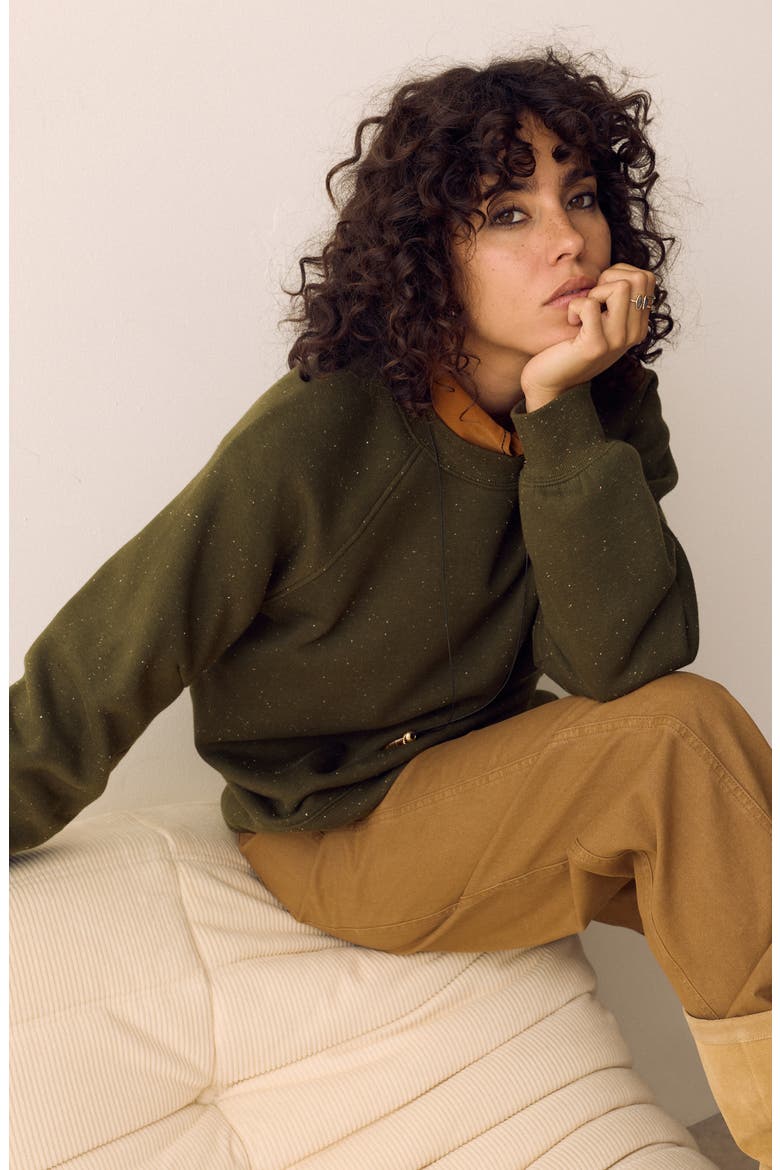 Flecked Sweatshirt, Alternate, color, DARK KHAKI