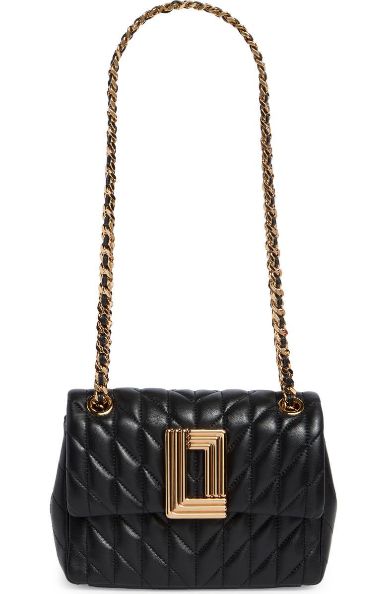 KARL LAGERFELD PARIS Lafayette Quilted Leather Crossbody Bag, Main, color, Black/ Gold