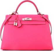 Pre-Owned Hermes Kelly Handbag Pink Epsom with Palladium Hardware 32