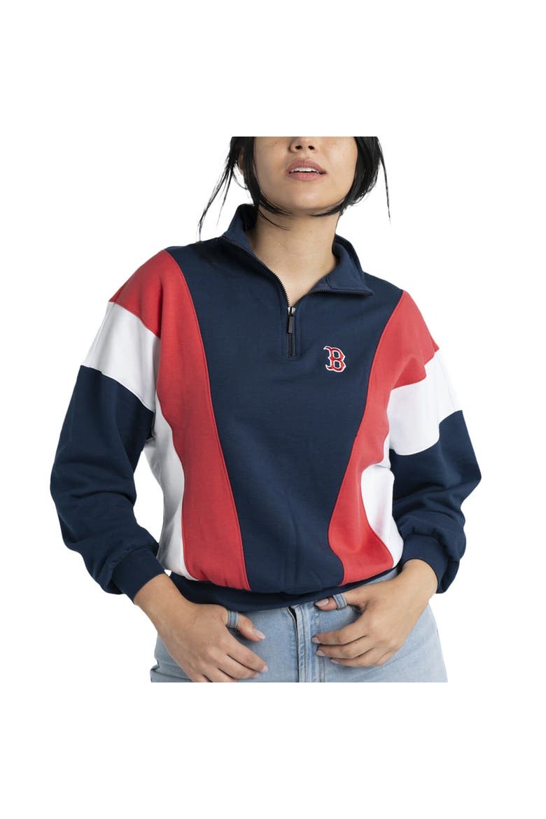 Women's Lusso  Navy Boston Red Sox Malia Quarter-Zip Sweatshirt, Alternate, color, Navy