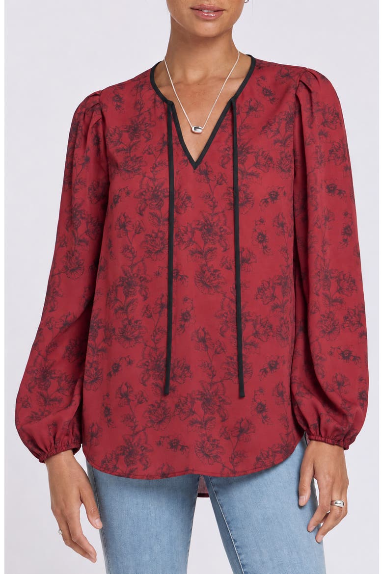 Elsie Tie Neck Georgette Top, Main, color, FLORA BOTANICA