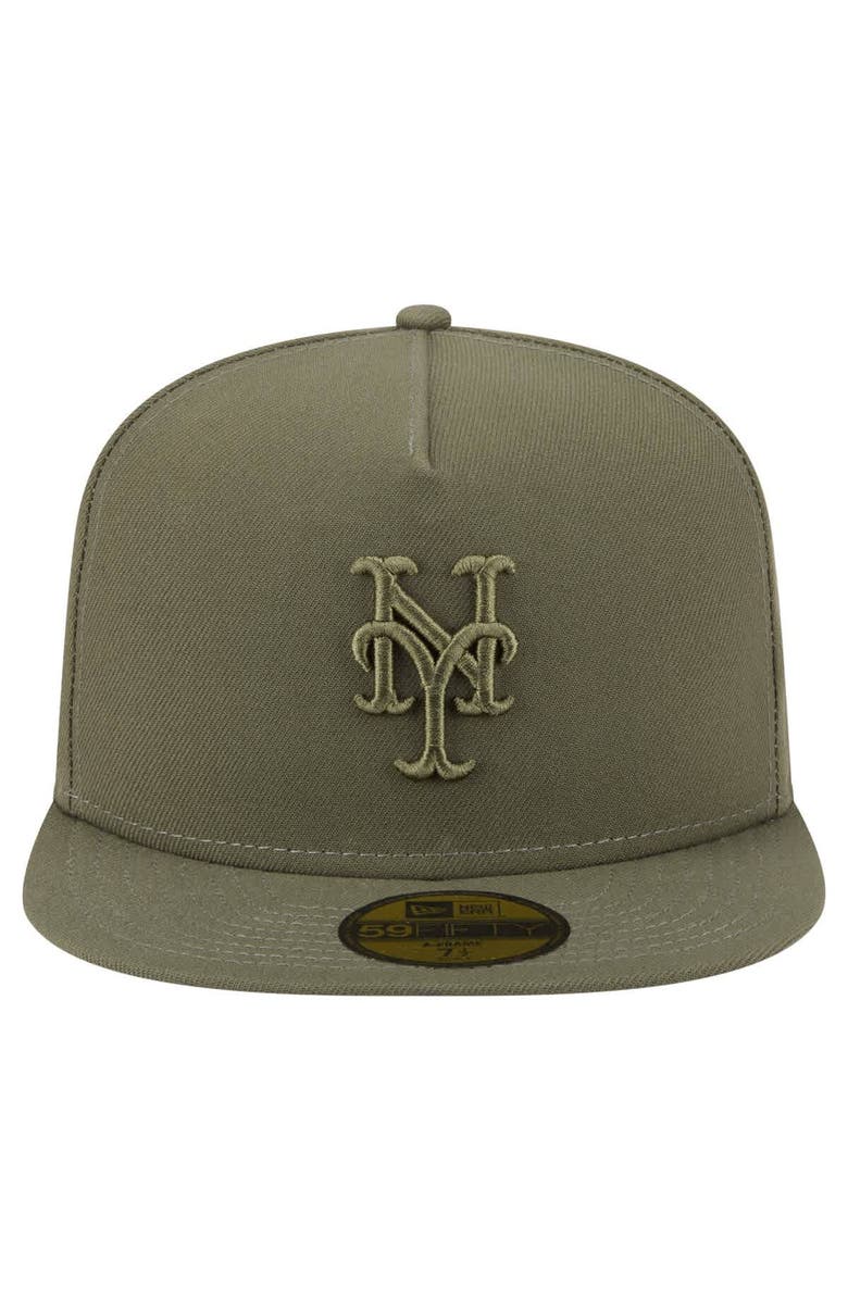 New Era Men's New Era Olive New York Mets Color Pack A-Frame 59FIFTY Fitted Hat, Alternate, color, 