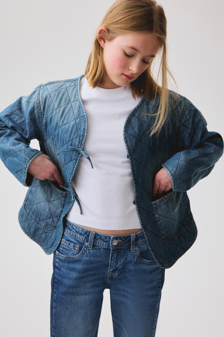 Quilted Denim Jacket, Alternate, color, Denim blue