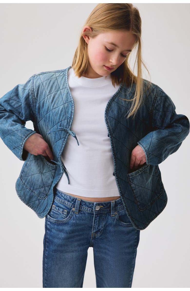 H&M Quilted Denim Jacket, Alternate, color, Denim Blue