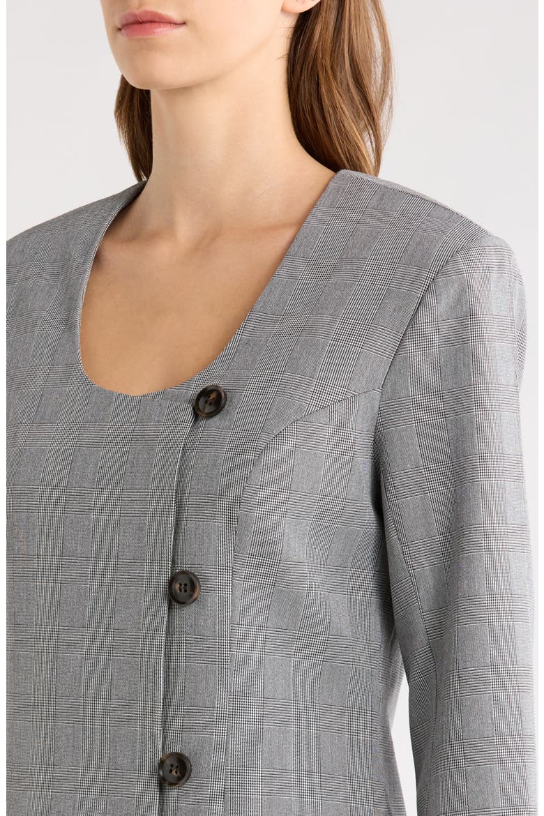 Blake Glen Plaid Collarless Jacket, Alternate, color, BLACK WHITE