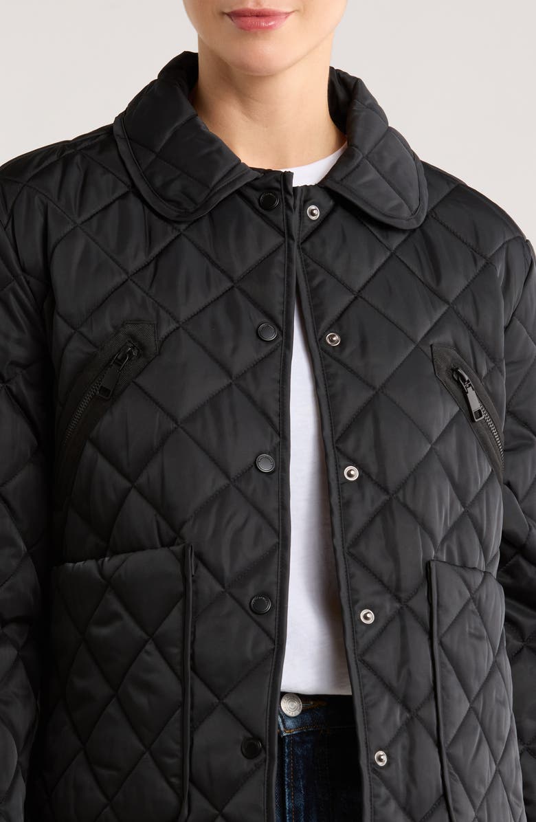 Rebecca Minkoff Quilted Moto Jacket, Alternate, color, Black