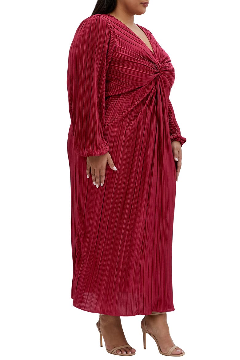 Kaya Pleated Long Sleeve Maxi Dress, Alternate, color, MAGENTA