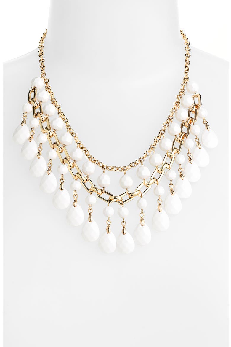 Statement Necklace, Main, color, WHITE/ GOLD
