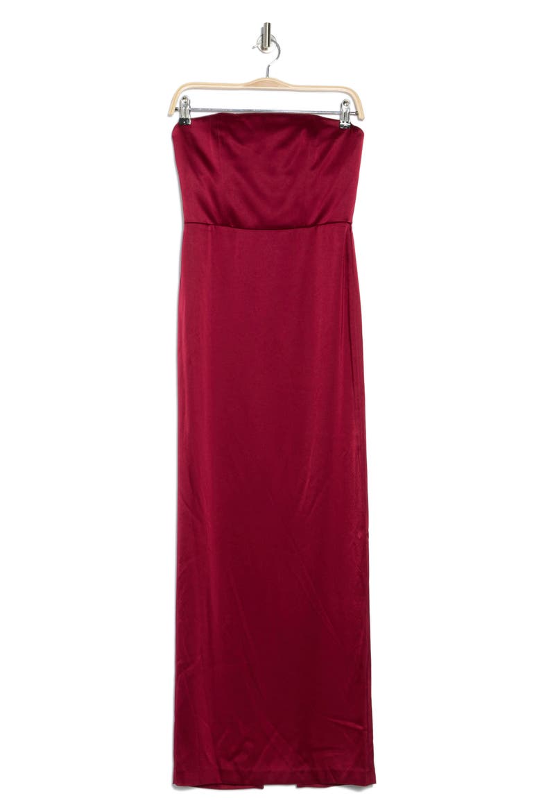 Doreen Strapless Satin Dress, Alternate, color, BORDEAUX
