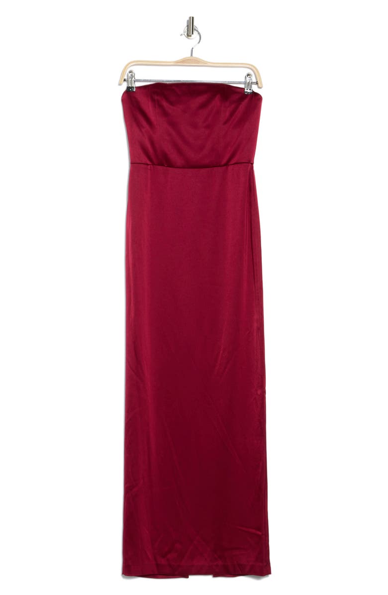 Alice + Olivia Doreen Strapless Satin Dress, Alternate, color, Bordeaux