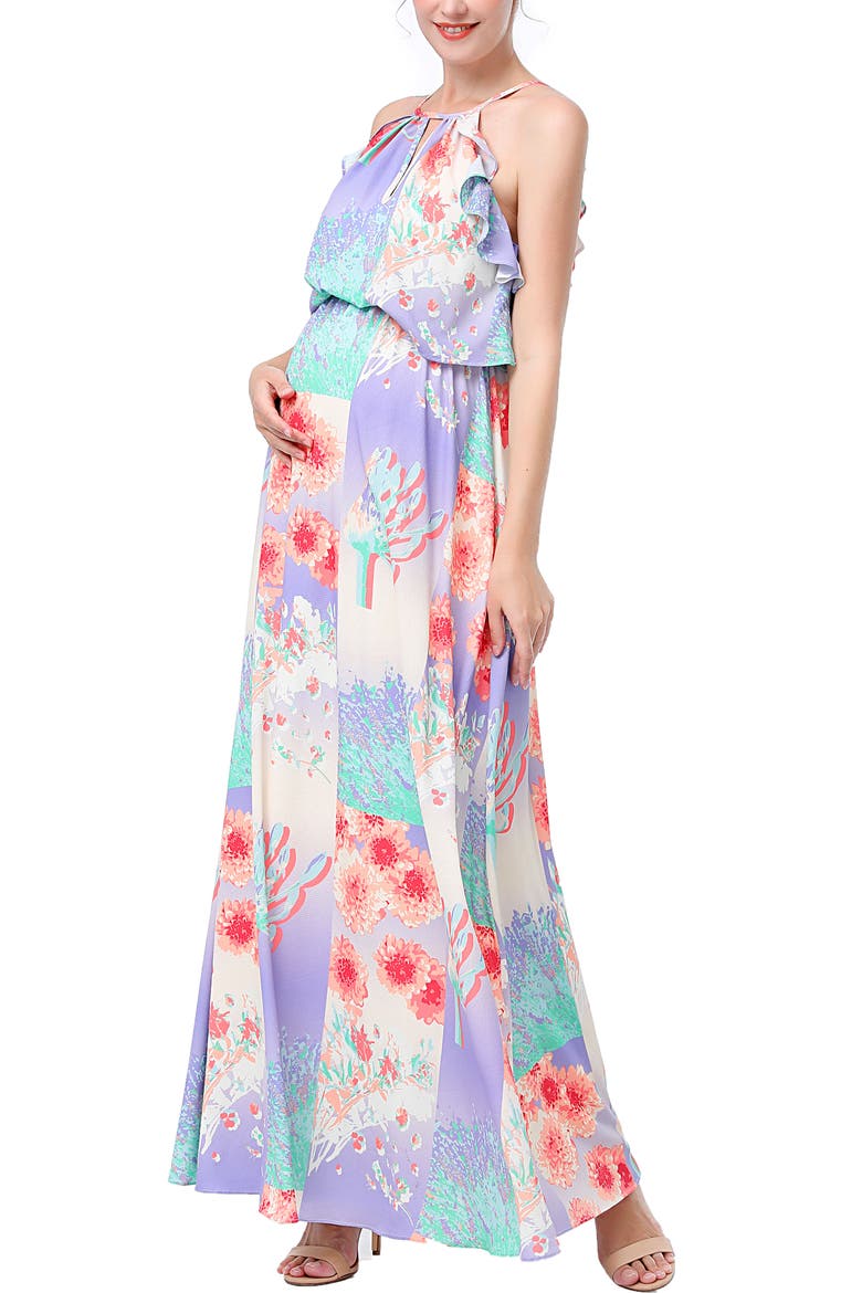Pixie Maternity Nursing Maxi Dress, Alternate, color, Multicolored