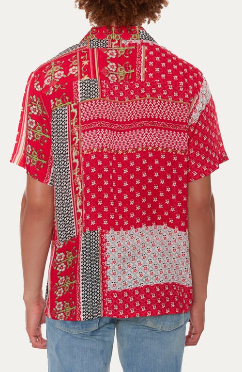 Raga Floral Short Sleeve Button-up Shirt In Fuchsia