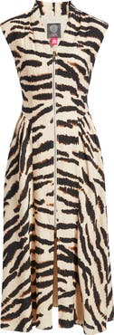 Vince Camuto Abstract Animal Print Cocktail Midi Dress