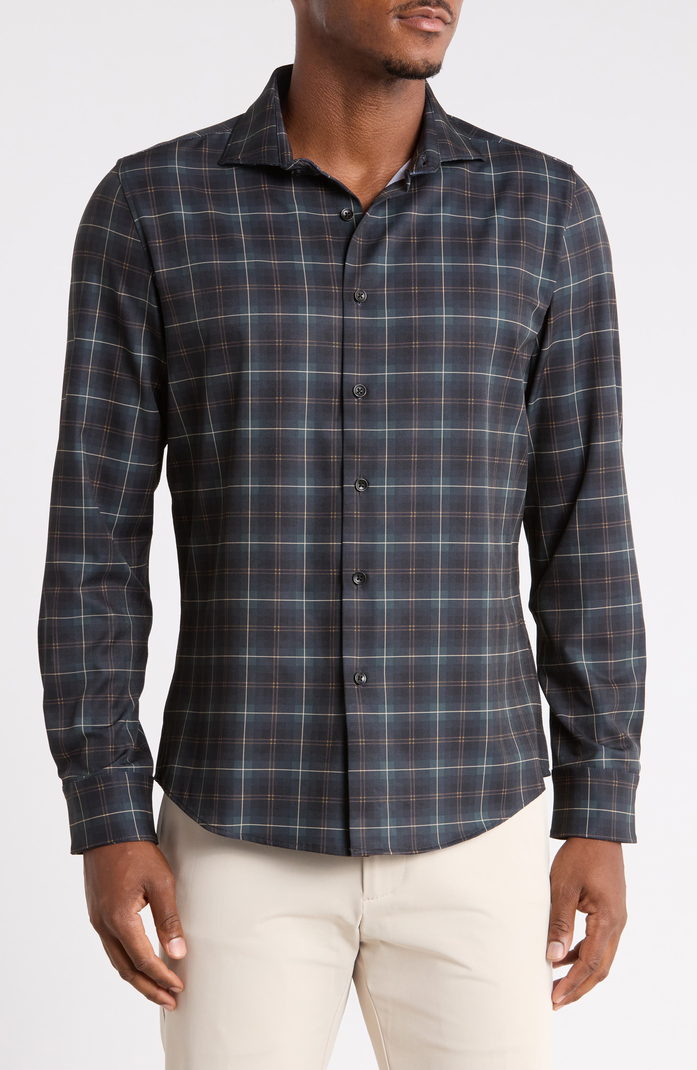 Plaid Button-Up Shirt