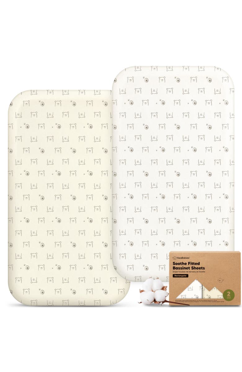 KeaBabies 2-Pack Soothe Fitted Bassinet Sheets, Main, color, Bumble Bear