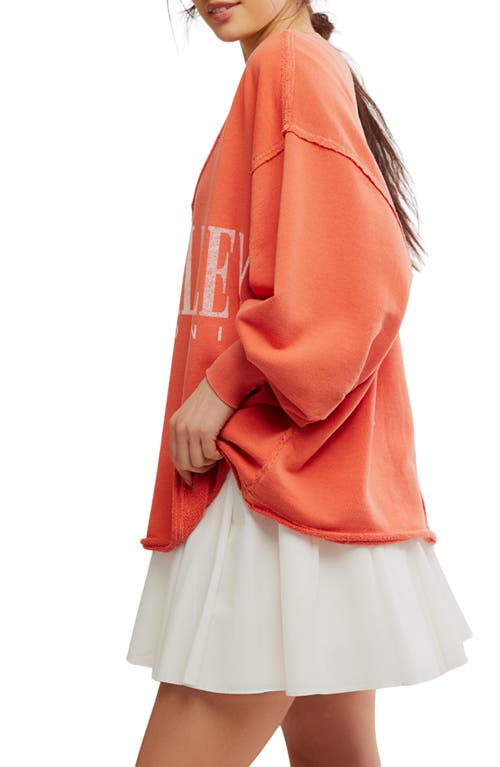 Free People Wtf Venice Oversize Cotton Blend Graphic Sweatshirt In Orange