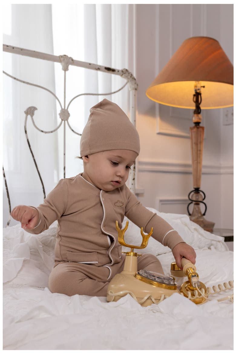 Ribbed Grandpa Footie for Baby Boy, Alternate, color, Cocoa