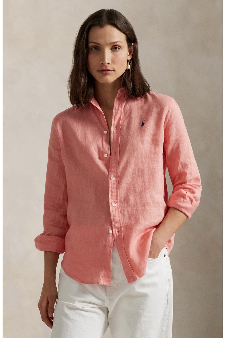 Classic Fit Linen Button-Up Shirt (Women) | Nordstrom