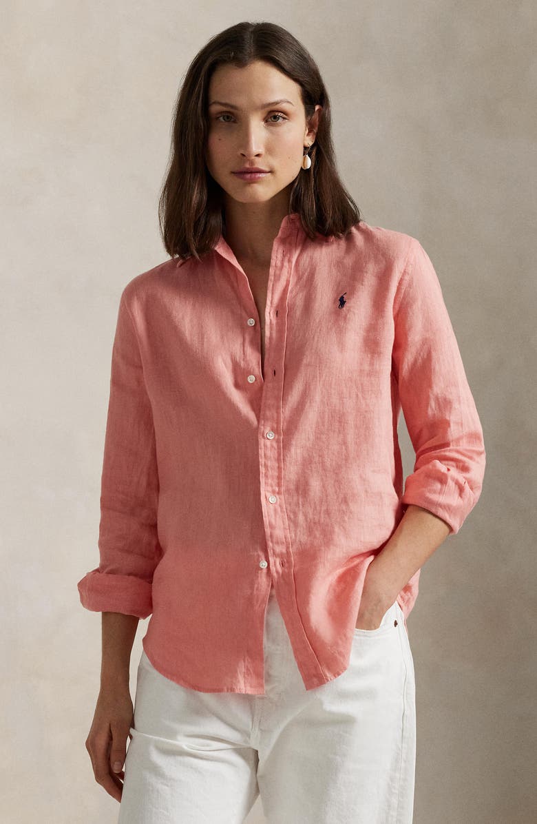 Polo Ralph Lauren Classic Fit Linen Button-Up Shirt, Alternate, color, 