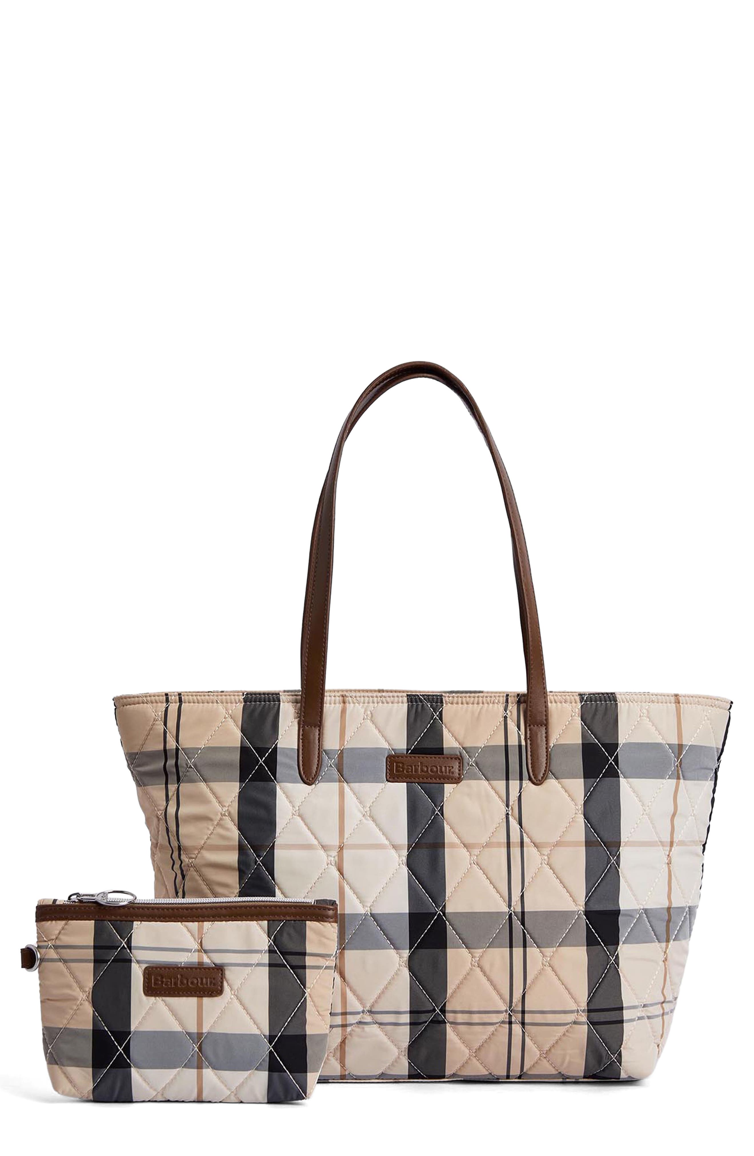 Barbour Wetherham Plaid Quilted Tote, Main, color, 