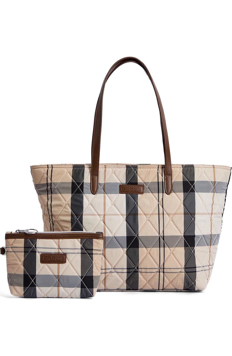 Barbour Wetherham Plaid Quilted Tote, Main, color,