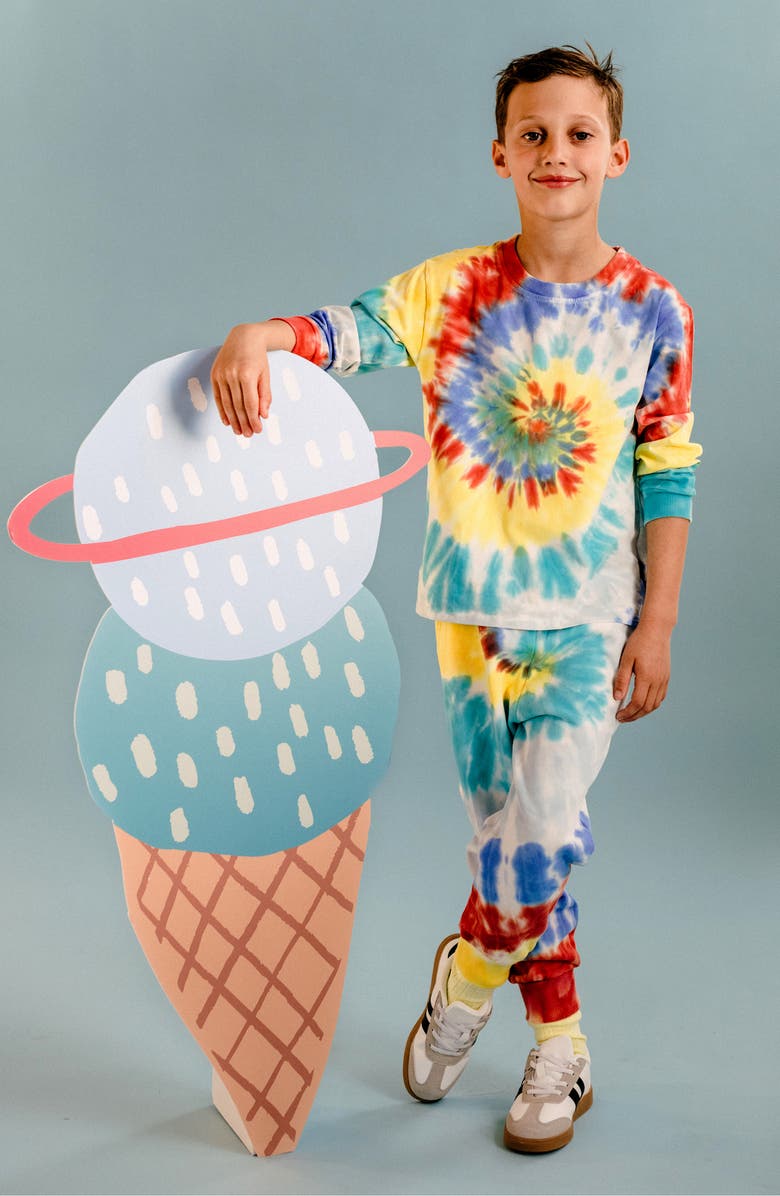 Rock Your Kid Kids' Tie Dye Cotton Joggers, Alternate, color, Rainbow