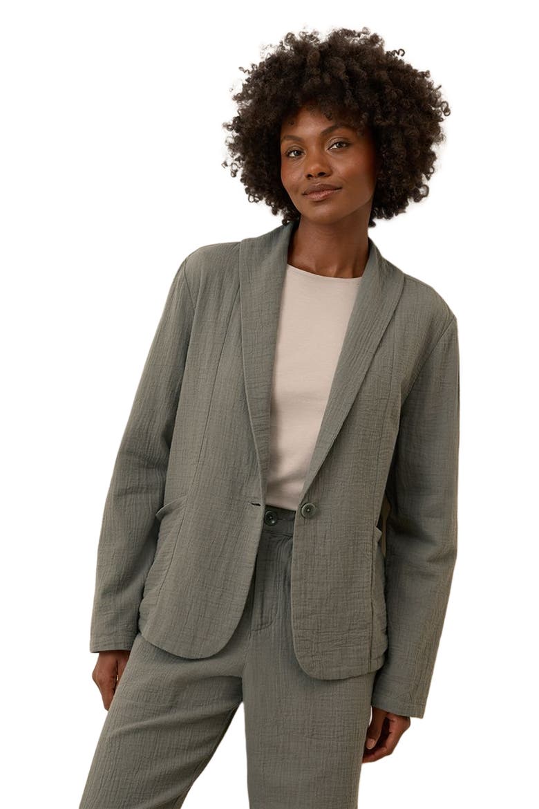 Organic Cotton Coastal Double Gauze Lined Easy Jacket, Alternate, color, Castor Green