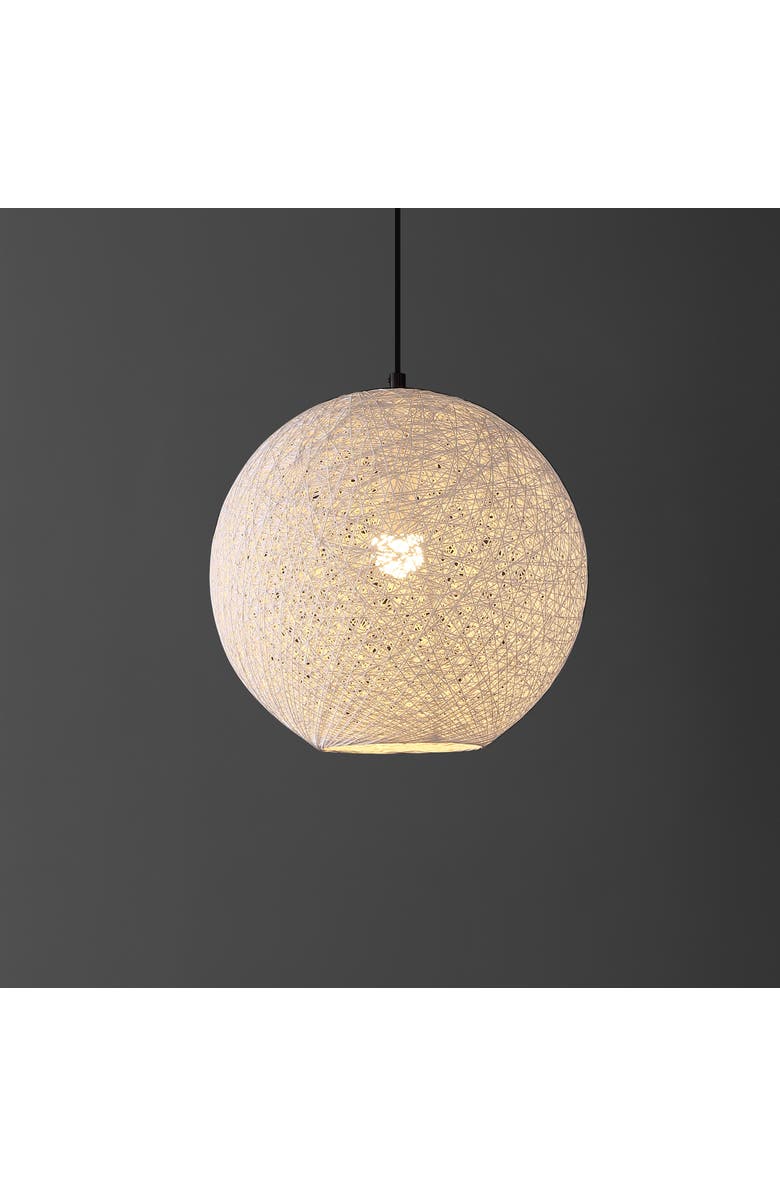 JONATHAN Y Lacey 1-Light Bohemian Minimalist Iron/Rope Woven Globe LED Pendant, Alternate, color, 