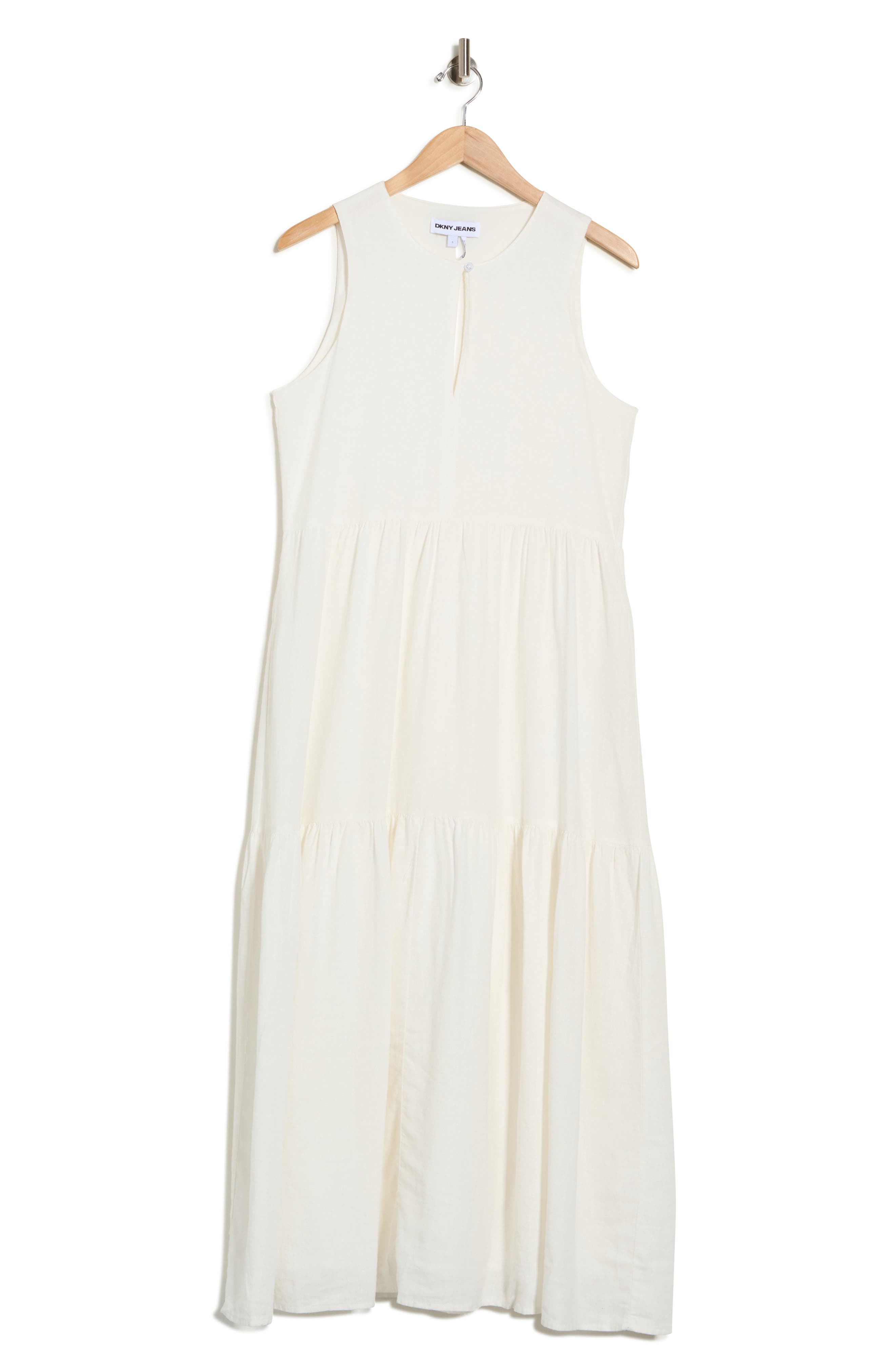 DKNY Jeans Sleeveless Tiered Linen Blend Maxi Dress