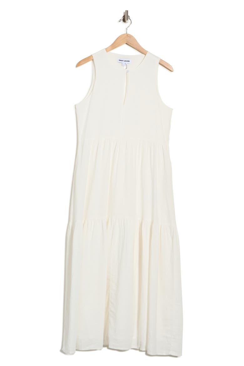 Sleeveless Tiered Linen Blend Maxi Dress, Alternate, color, IVORY