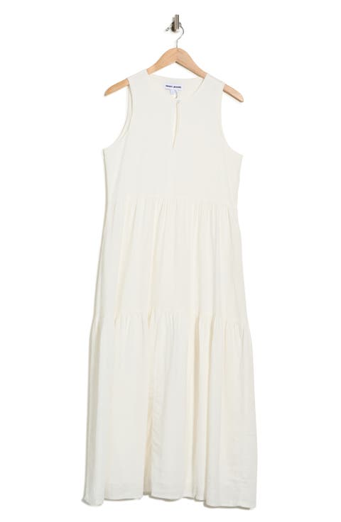 Sleeveless Tiered Linen Blend Maxi Dress