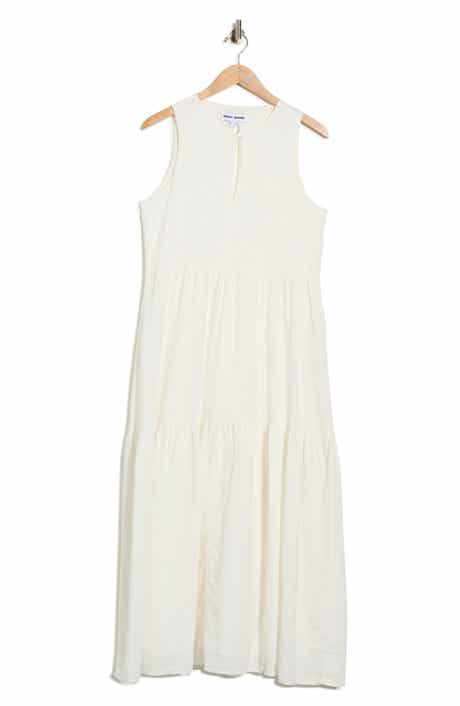 DKNY Jeans Sleeveless Tiered Linen Blend Maxi Dress