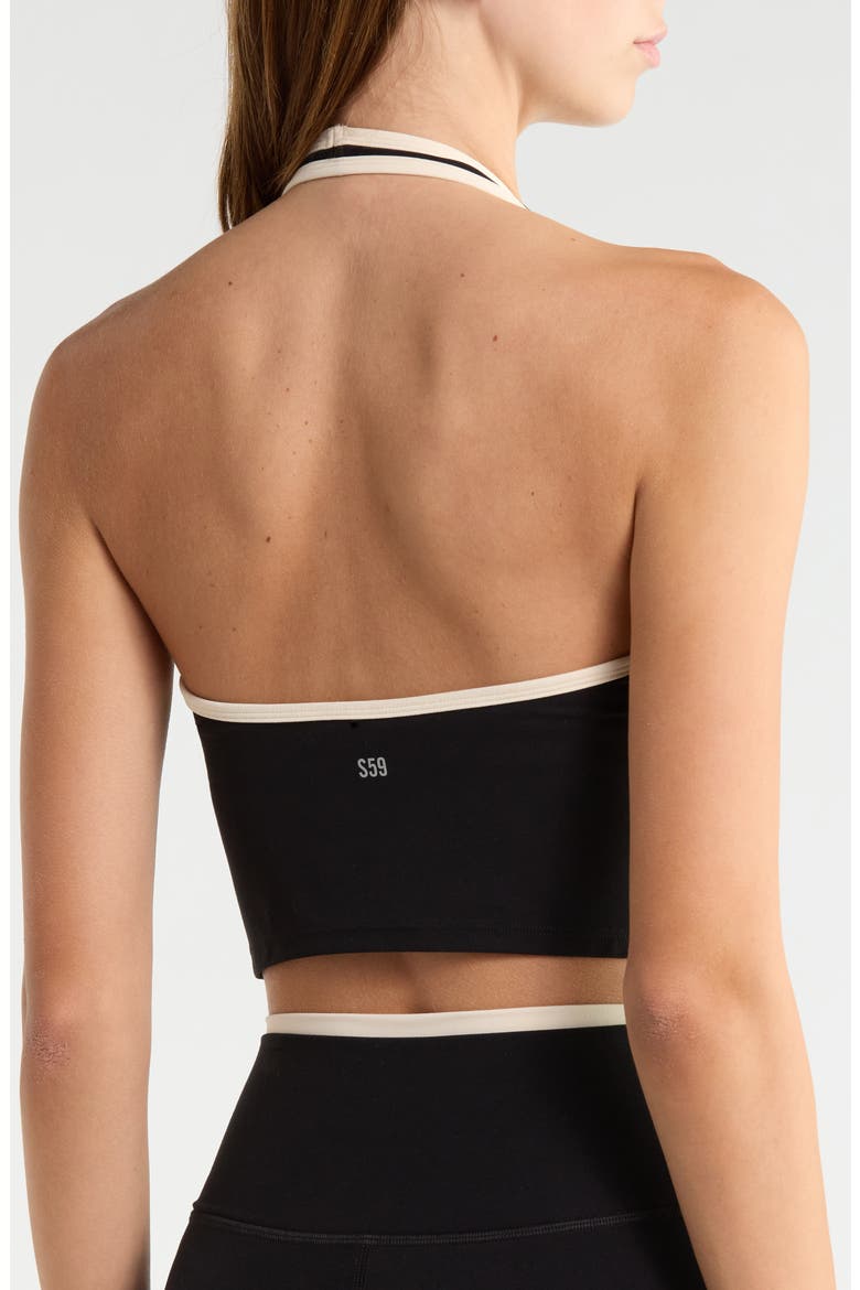 Rory Airweight Halter Bralette, Alternate, color, BLACK/ CREME