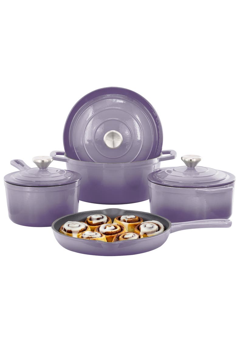 Megachef 7 Piece Enameled Cast Iron Cookware Set, Main, color, Purple