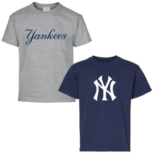 Soft As A Grape Kids' Youth   Navy/gray New York Yankees Two-pack T-shirt Set