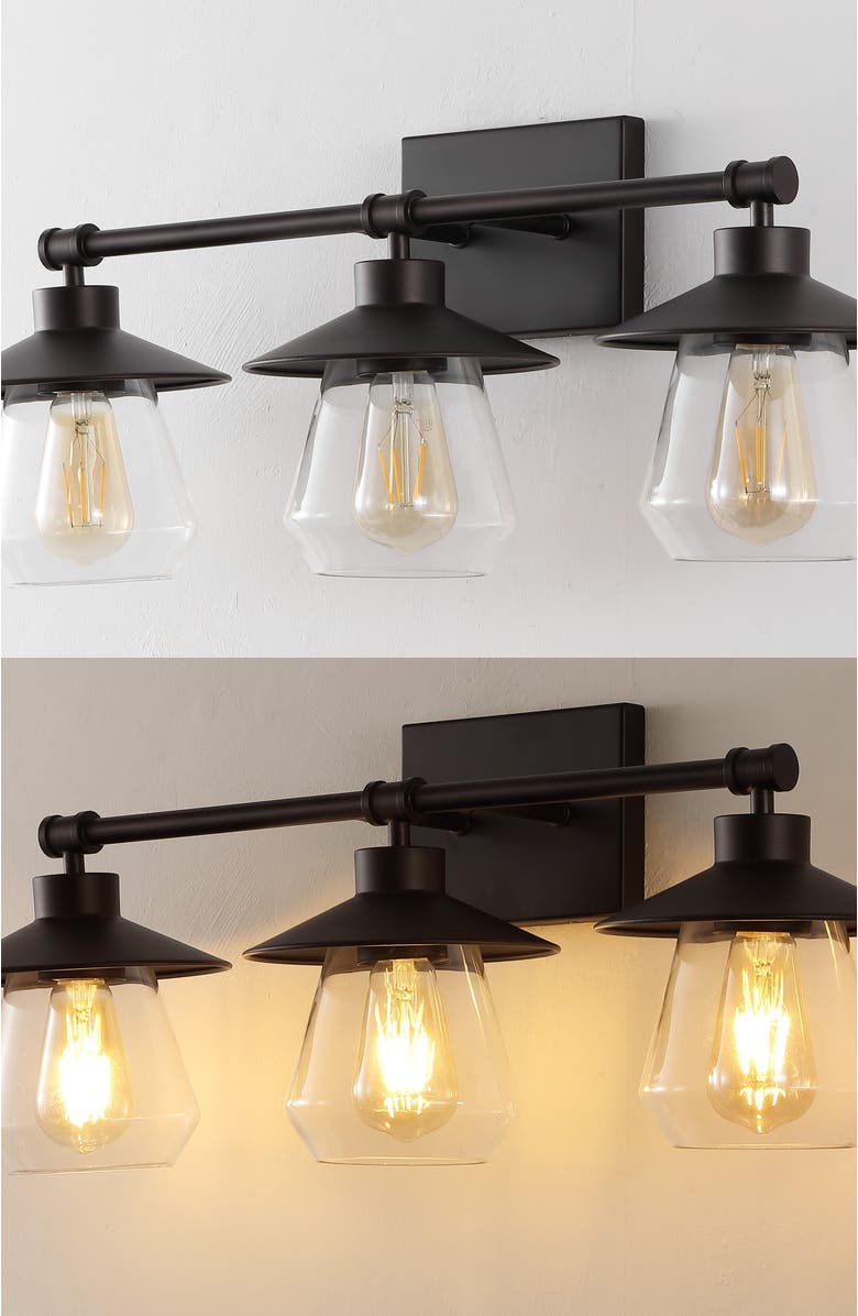 JONATHAN Y Avalon 26" 3-Light Farmhouse Cottage Vanity Light with Bathroom Hardware Accessory Set, Alternate, color, 