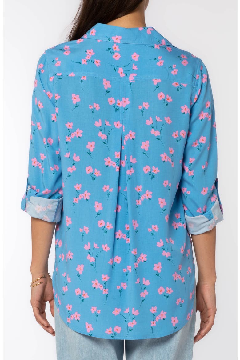 Elisa Floral Roll Tab Sleeve Shirt, Alternate, color, BLUE PINK DALIA
