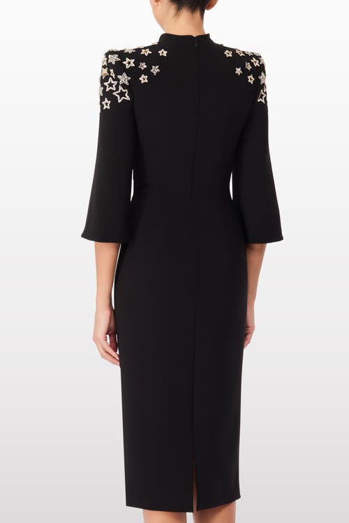 Jenny Packham Stella Star-embellished Mock-neck Midi Dress In Black