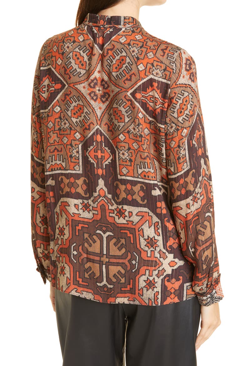 Tricia Folkloric Print Shirt, Alternate, color, BROWN MULTI