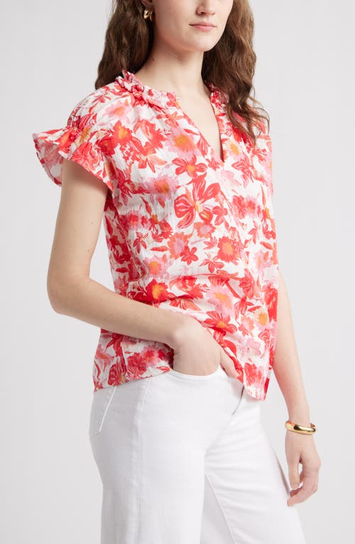 Caslon ® Ruffle Cotton Gauze Top In Multi