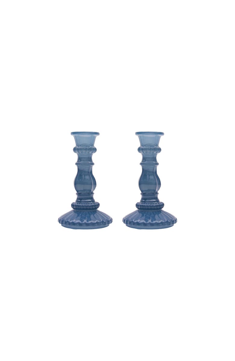 Gallerie II Coastal Blues Elegant Glass Candle Holders Set of 2, Main, color, Blue