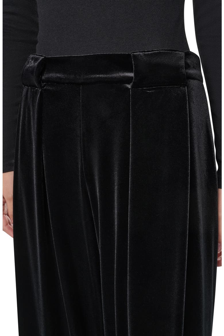 Pleated Velvet Wide Leg Pants, Alternate, color, BLACK
