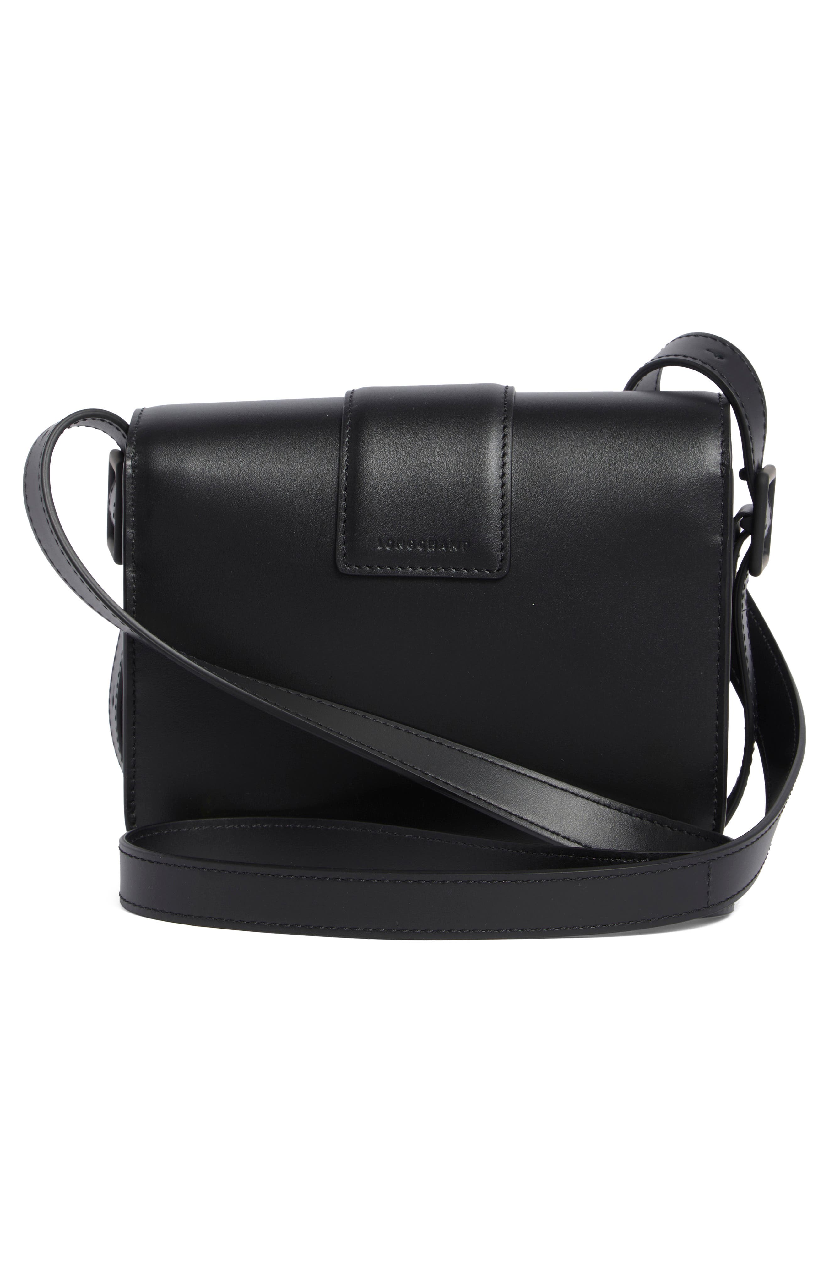 Longchamp Box-Trot Leather Crossbody Bag, Alternate, color, Black
