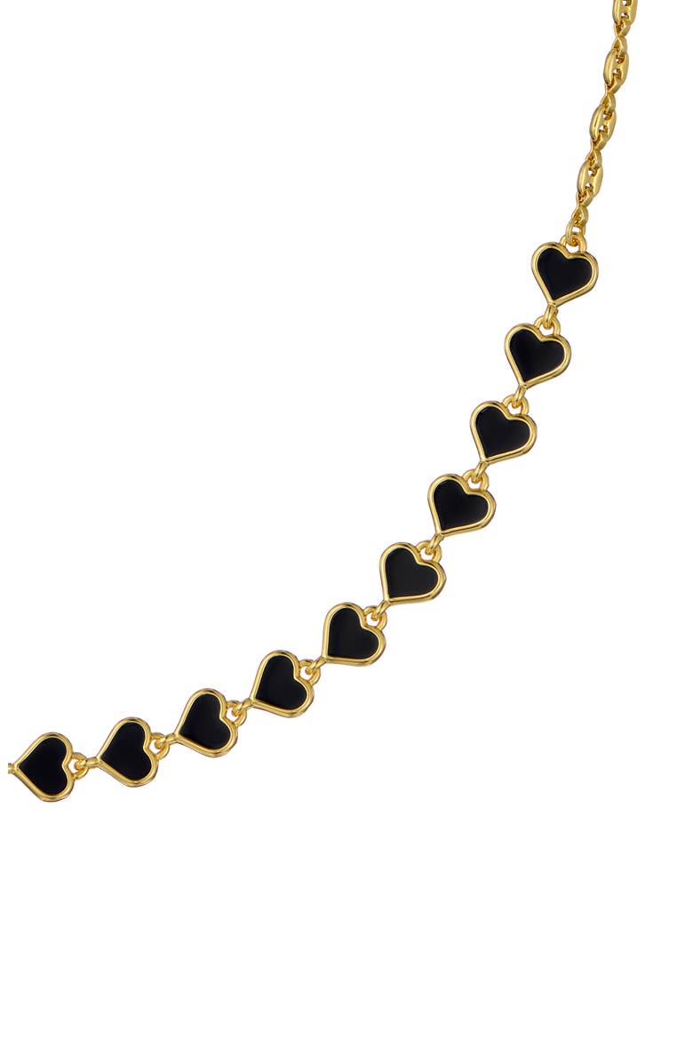 Hazel Enamel Heart Chain Necklace, Alternate, color, GOLD TONE BLACK